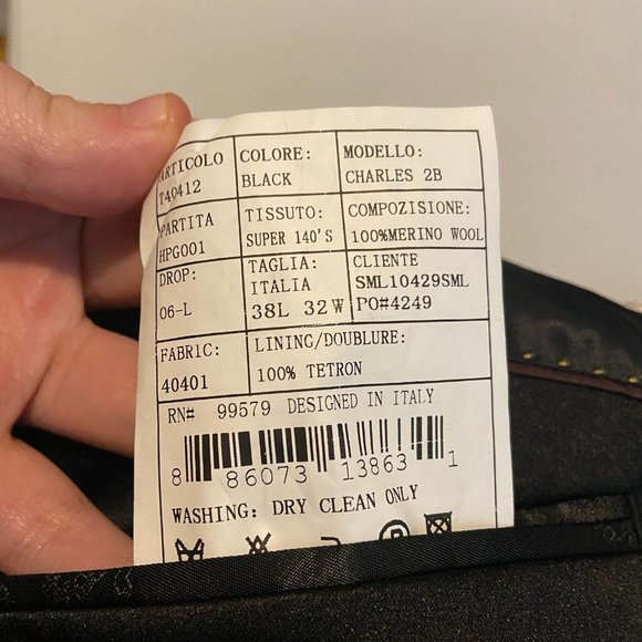 ProntoMODA Men 38L Tuxedo Suit Jacket Satin Lapel Black 2 Button Long 100% Wool - Picture 13 of 14